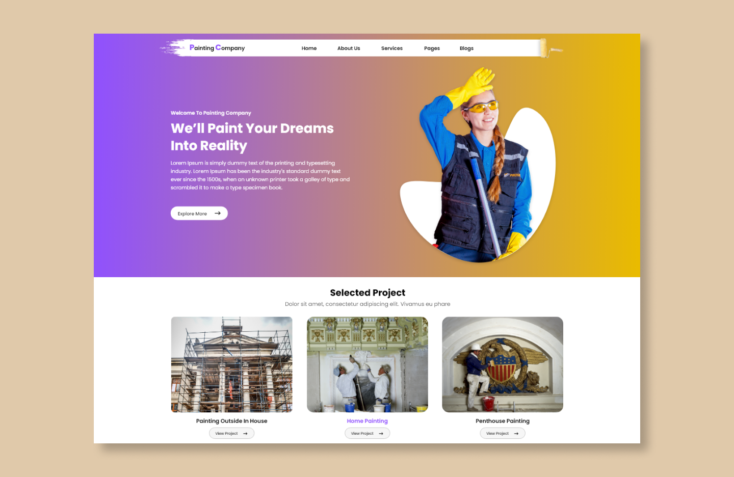 Free Painting Company WordPress Theme